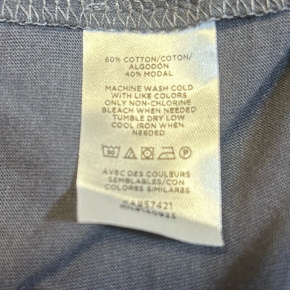 2 for$15 Loft Navy Blue Short Sleeve Top with Tie Front - Picture 6 of 9